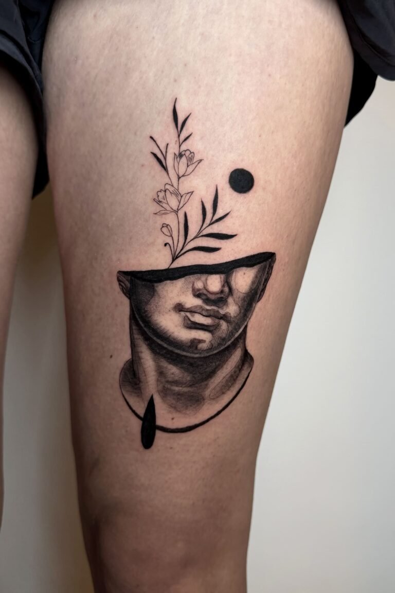 Tatuaje fine line de Sebastián Cárdenas, tatuador en Museum Tattoo, estudio de tatuajes en Valencia
